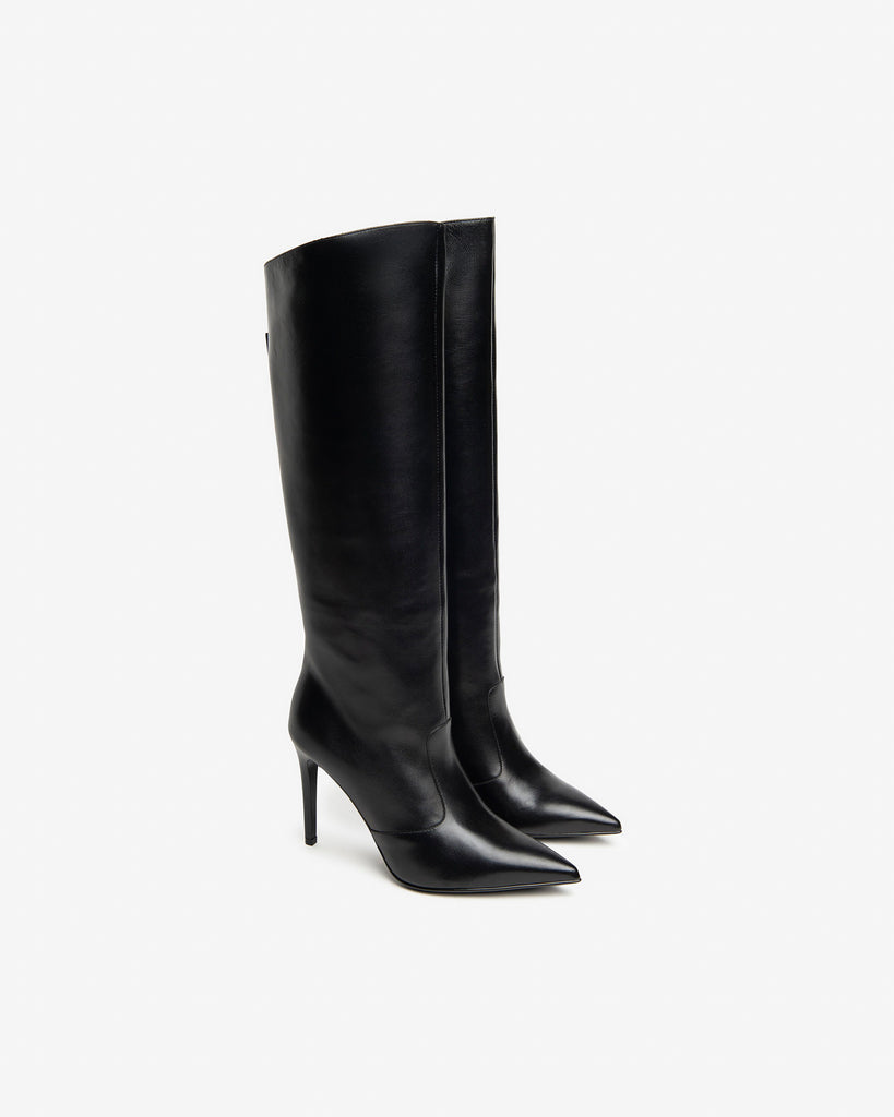 NeroGiardini G13 Black Leather Knee High Boots