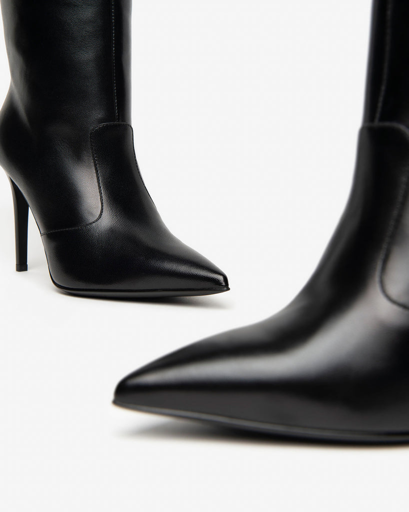 NeroGiardini G13 Black Leather Knee High Boots