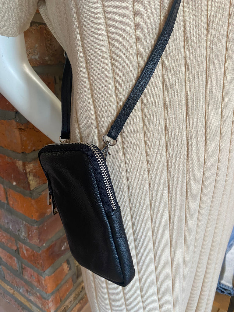 Black Leather Phone Bag