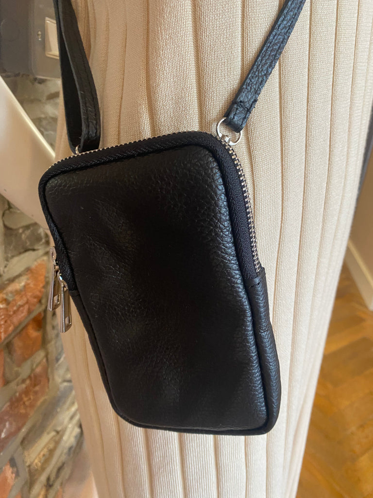 Black Leather Phone Bag