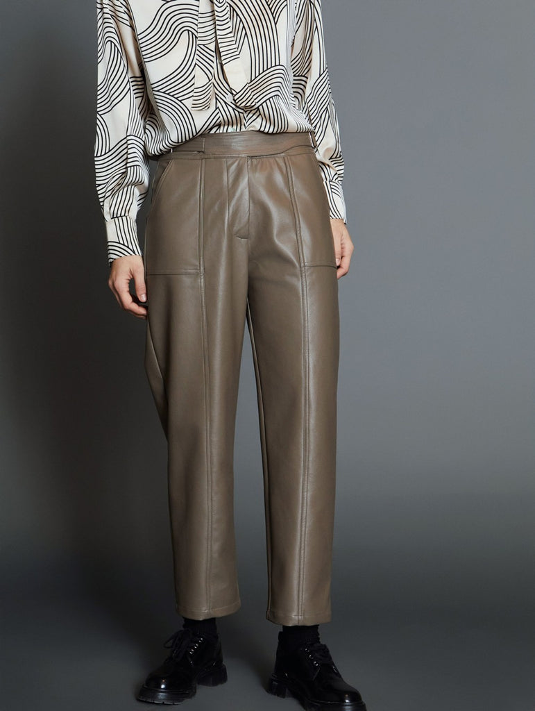 Skatie Faux Leather Trousers Grey