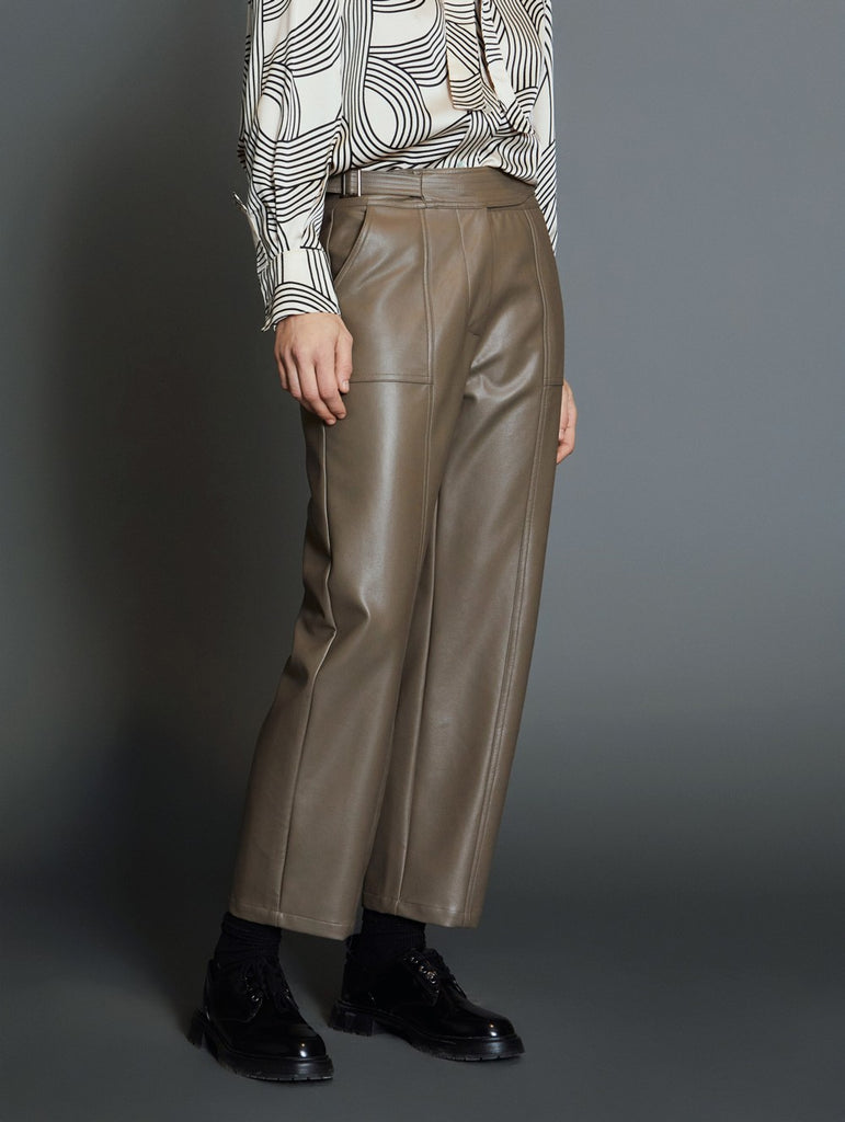 Skatie Faux Leather Trousers Grey