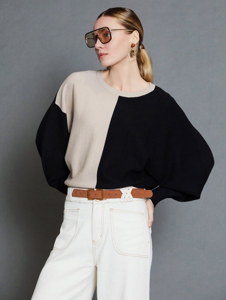 Skatie Bicolour Black & Beige viscose Sweater