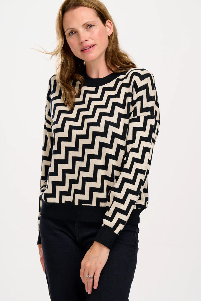 Sugarhill Brighton Monochrome Staggered Steps Sweater