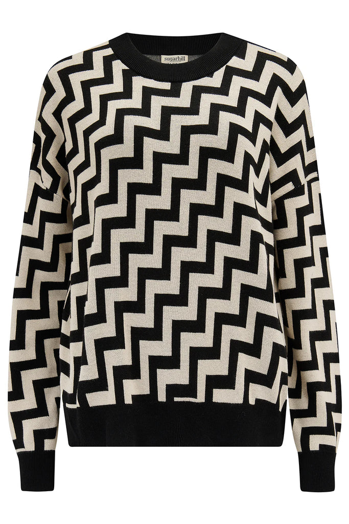 Sugarhill Brighton Monochrome Staggered Steps Sweater