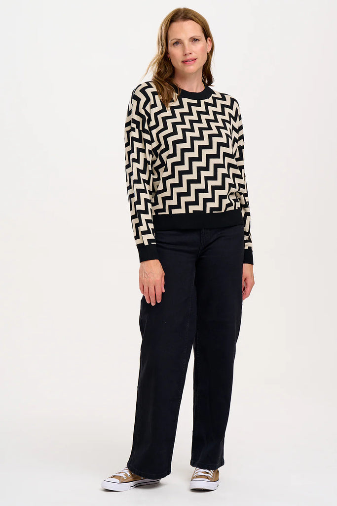 Sugarhill Brighton Monochrome Staggered Steps Sweater