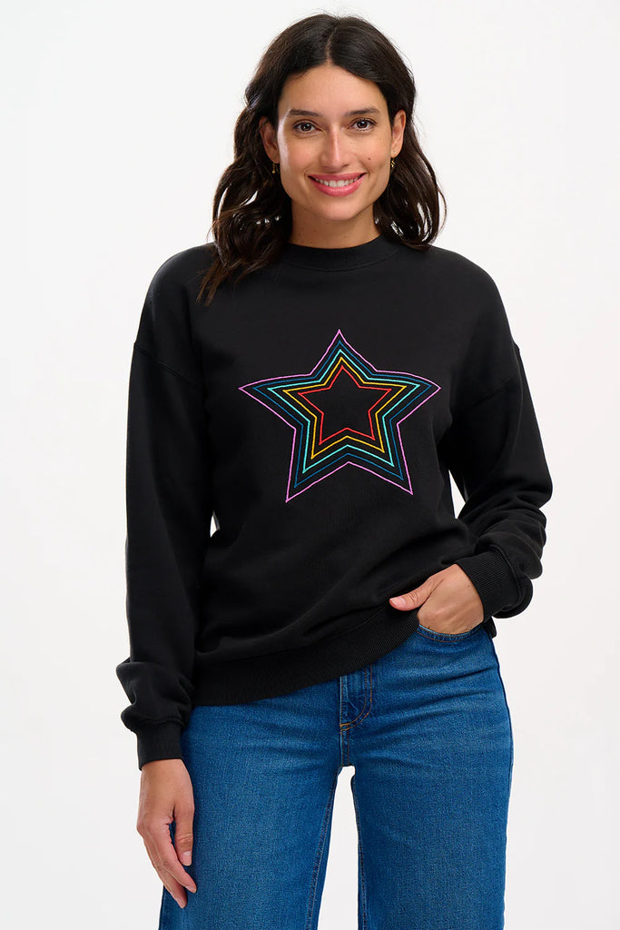 Sugarhill Brighton Noah Sweatshirt- Black, Rainbow Star