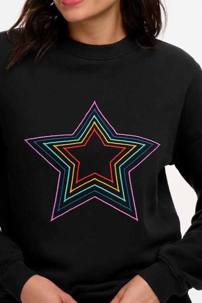 Sugarhill Brighton Noah Sweatshirt- Black, Rainbow Star