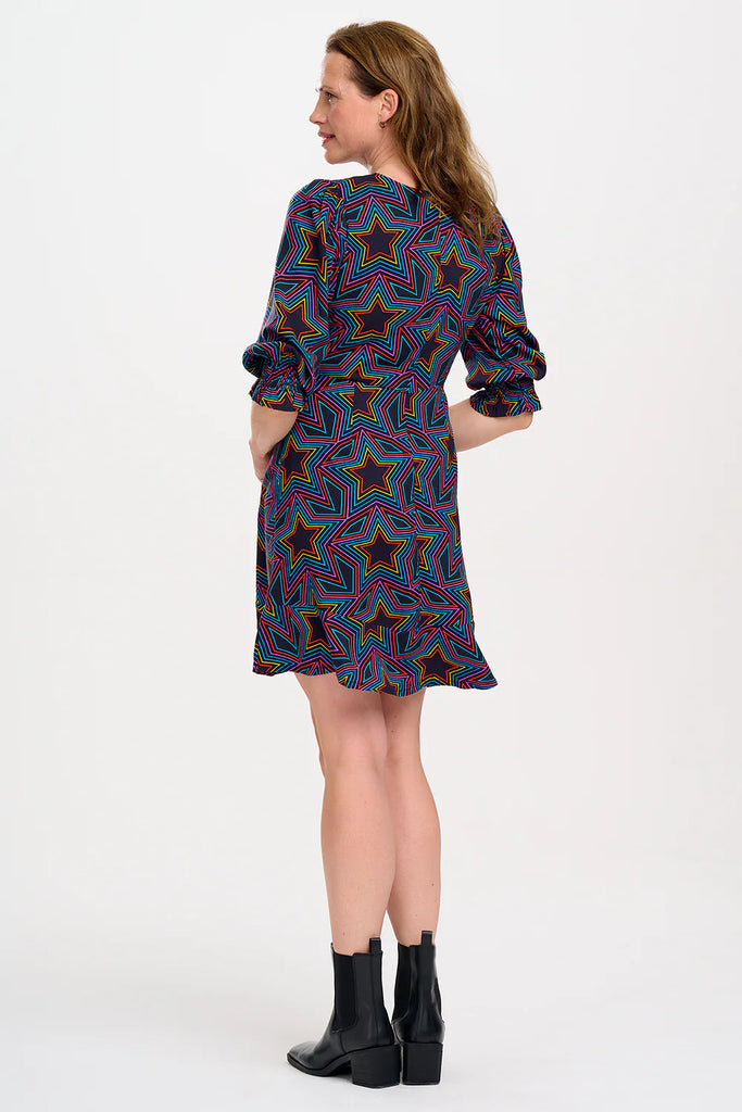 Sugarhill Brighton Lorelei Black Rainbow Star Explosion Mini Dress