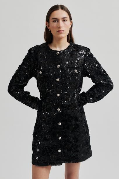 Second Female Flakes Black Sequin Dress