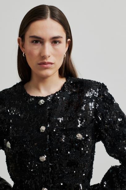 Second Female Flakes Black Sequin Dress