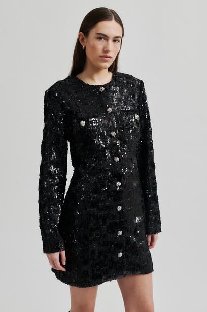 Second Female Flakes Black Sequin Dress