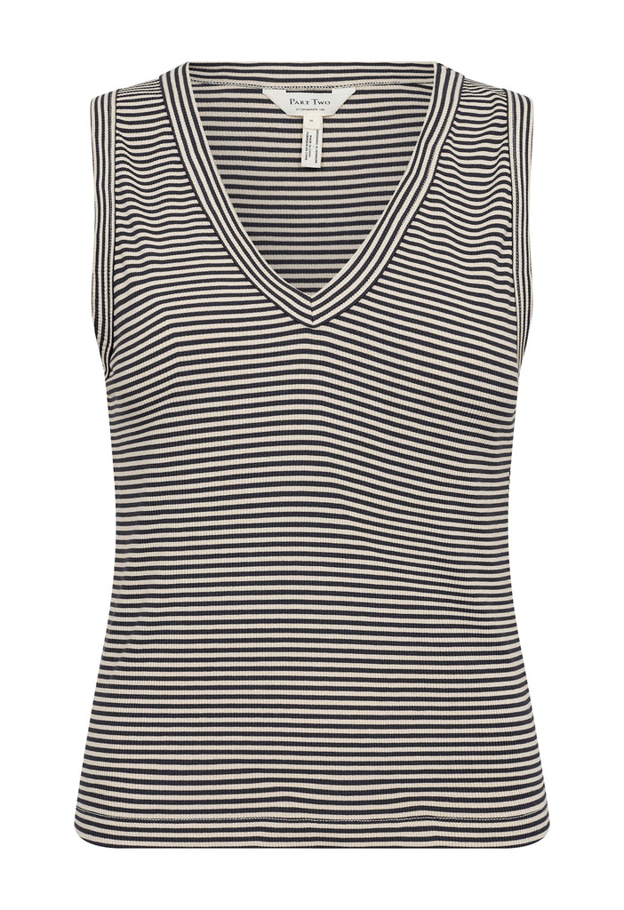 Part Two Nikkia Top French Oak & NavyStripe
