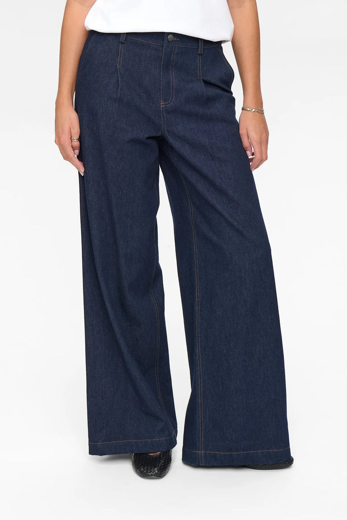 NÜMPH Belis Denim Long  Pants Dark Blue