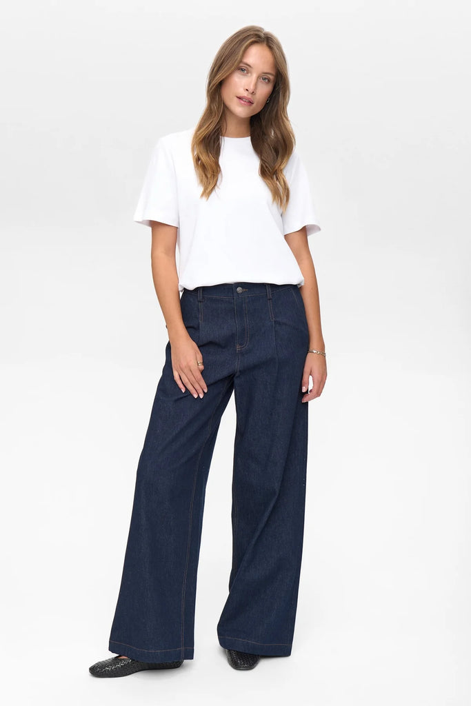 NÜMPH Belis Denim Long  Pants Dark Blue