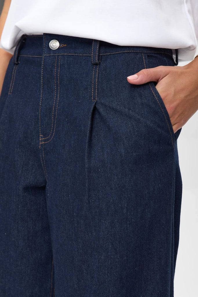 NÜMPH Belis Denim Long  Pants Dark Blue