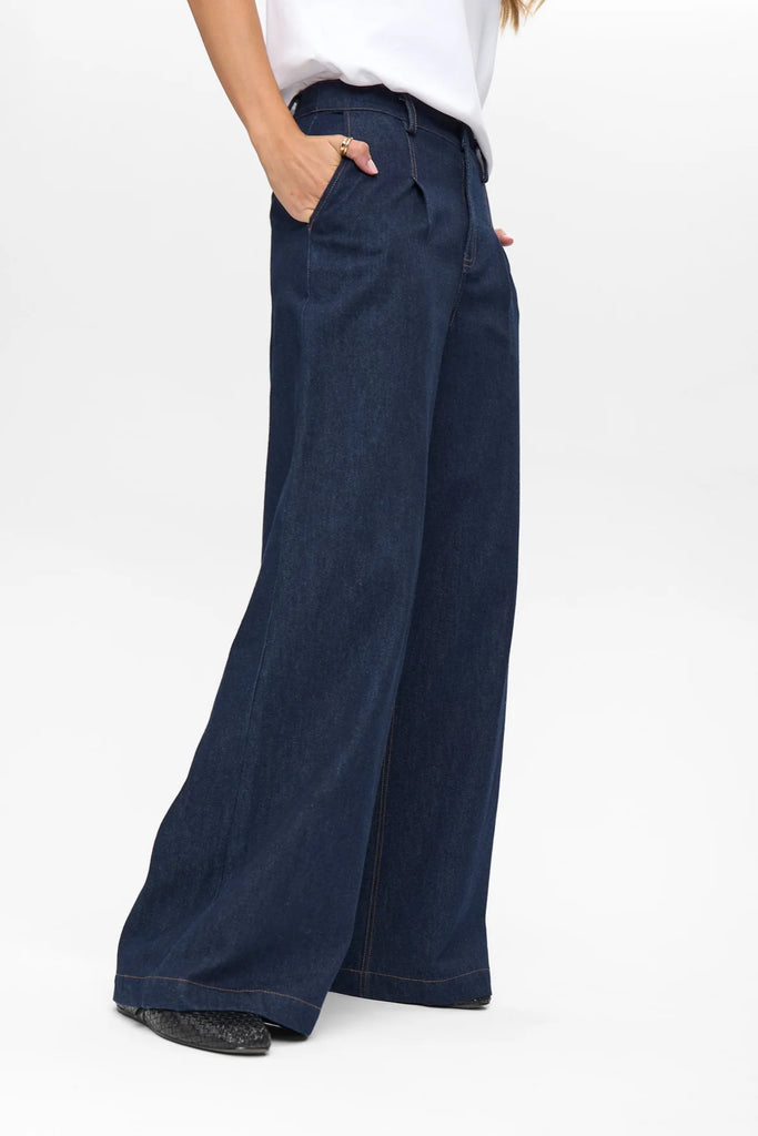 NÜMPH Belis Denim Long  Pants Dark Blue