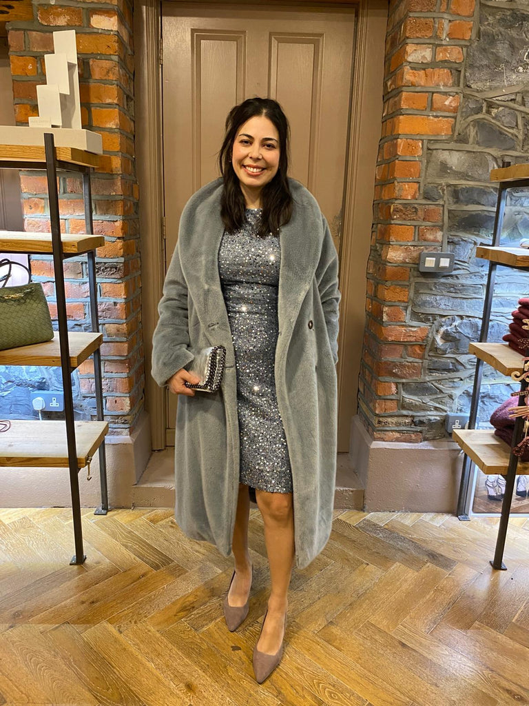 Esqualo Grey Fur Coat