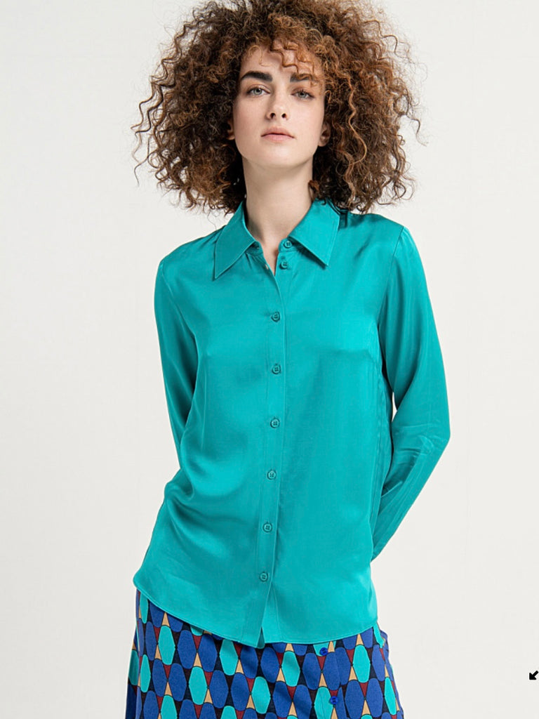 Surkana Plain long sleeve shirt Turquoise
