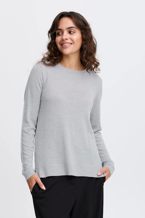 Fransa Woolina Pullover Light Grey Melange