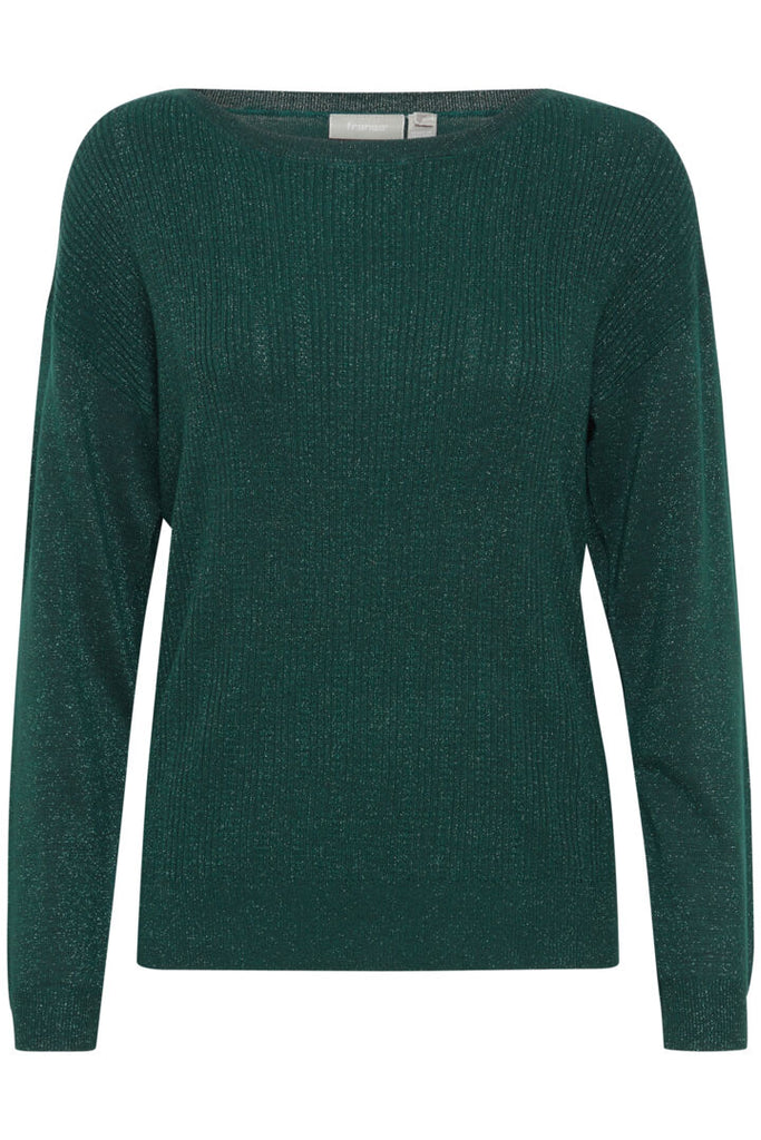 Fransa Chimma Green Sparkle Knit Top