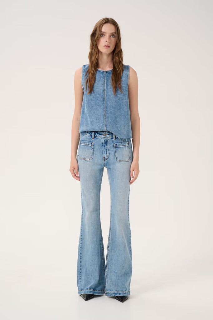 My Essential Wardrobe Dango High Waist Bootcut Light Blue Retro Wash