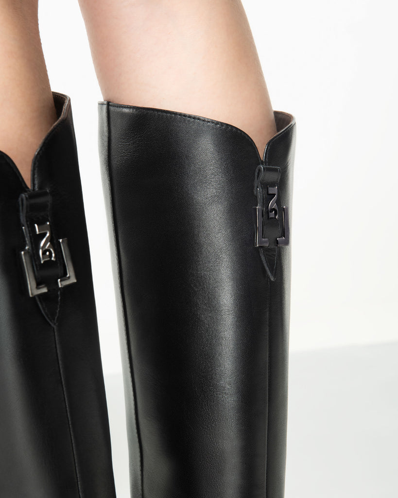 NeroGiardini G13 Black Leather Knee High Boots