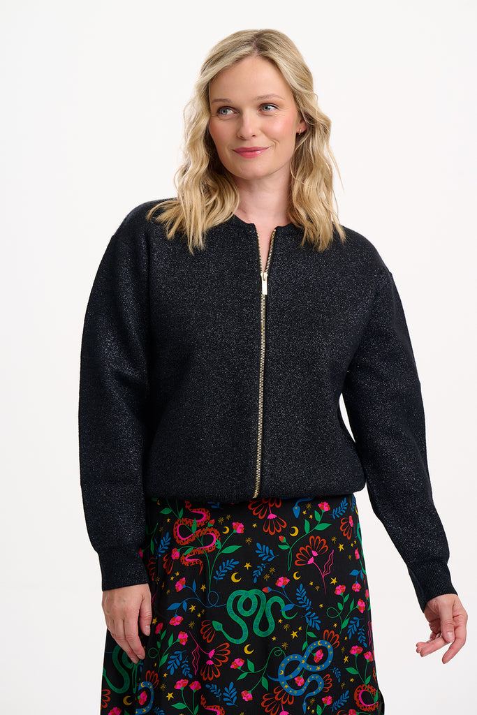 Sugarhill Solana Knitted Bomber Black Sparkle