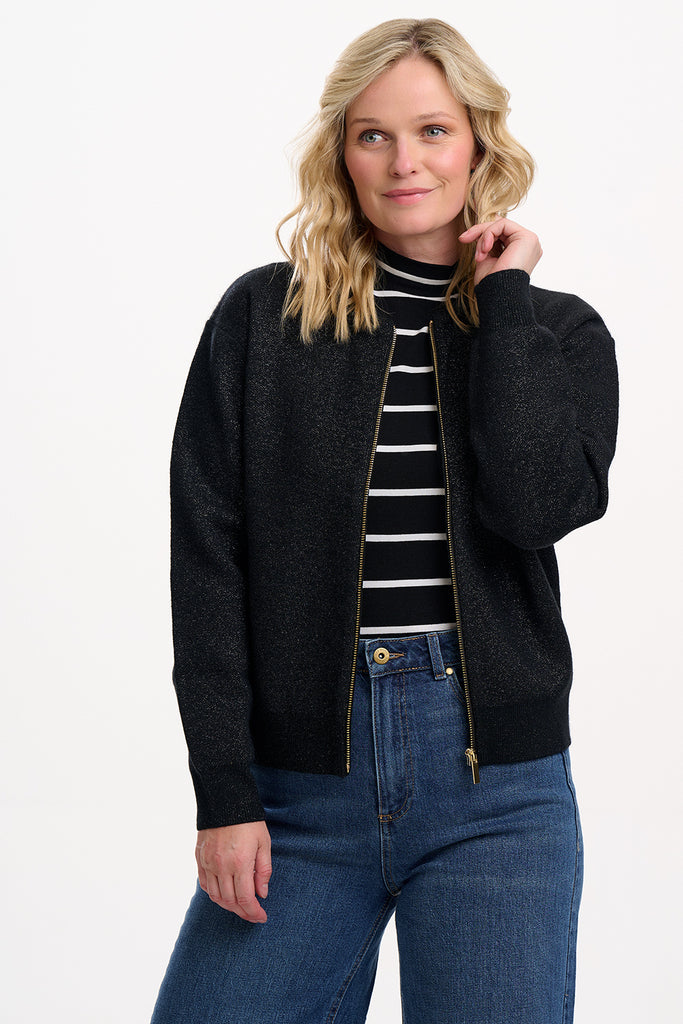 Sugarhill Solana Knitted Bomber Black Sparkle