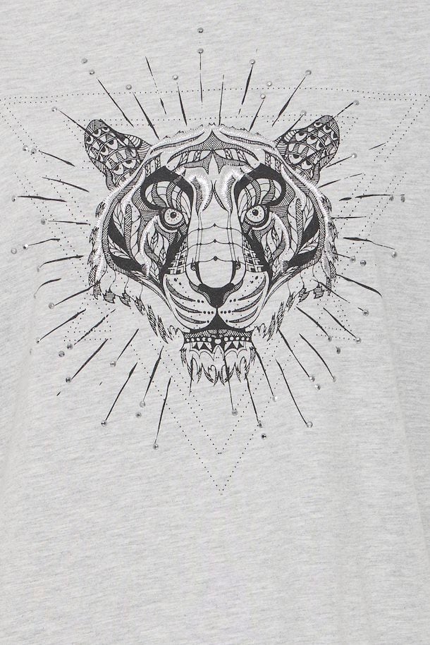 Pulz Zelona Tiger T-Shirt Medium Grey Melange