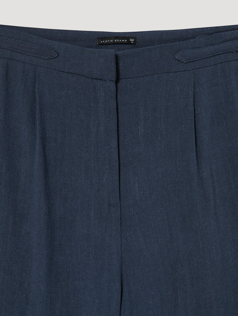 Skatie Tailored Linen Trousers Navy